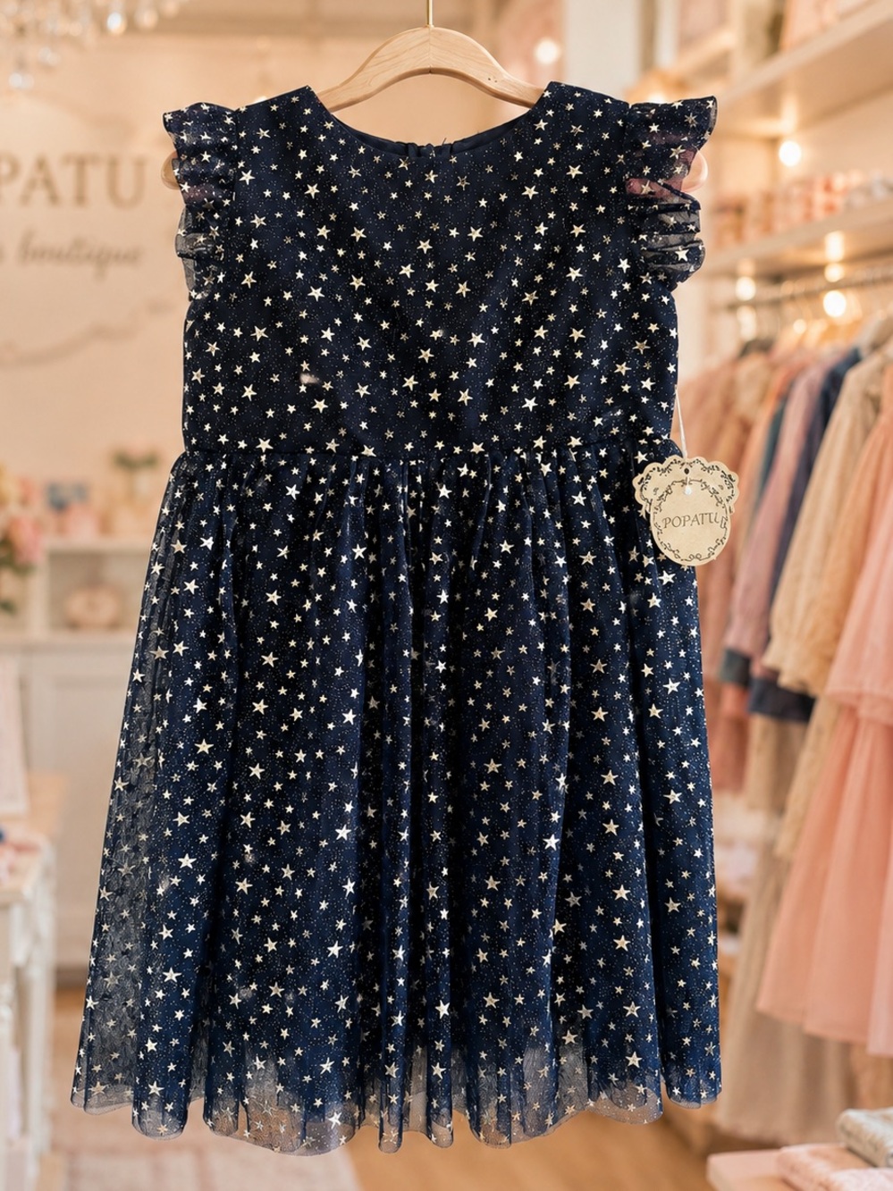 Popatu Navy Star Tulle Party Dress